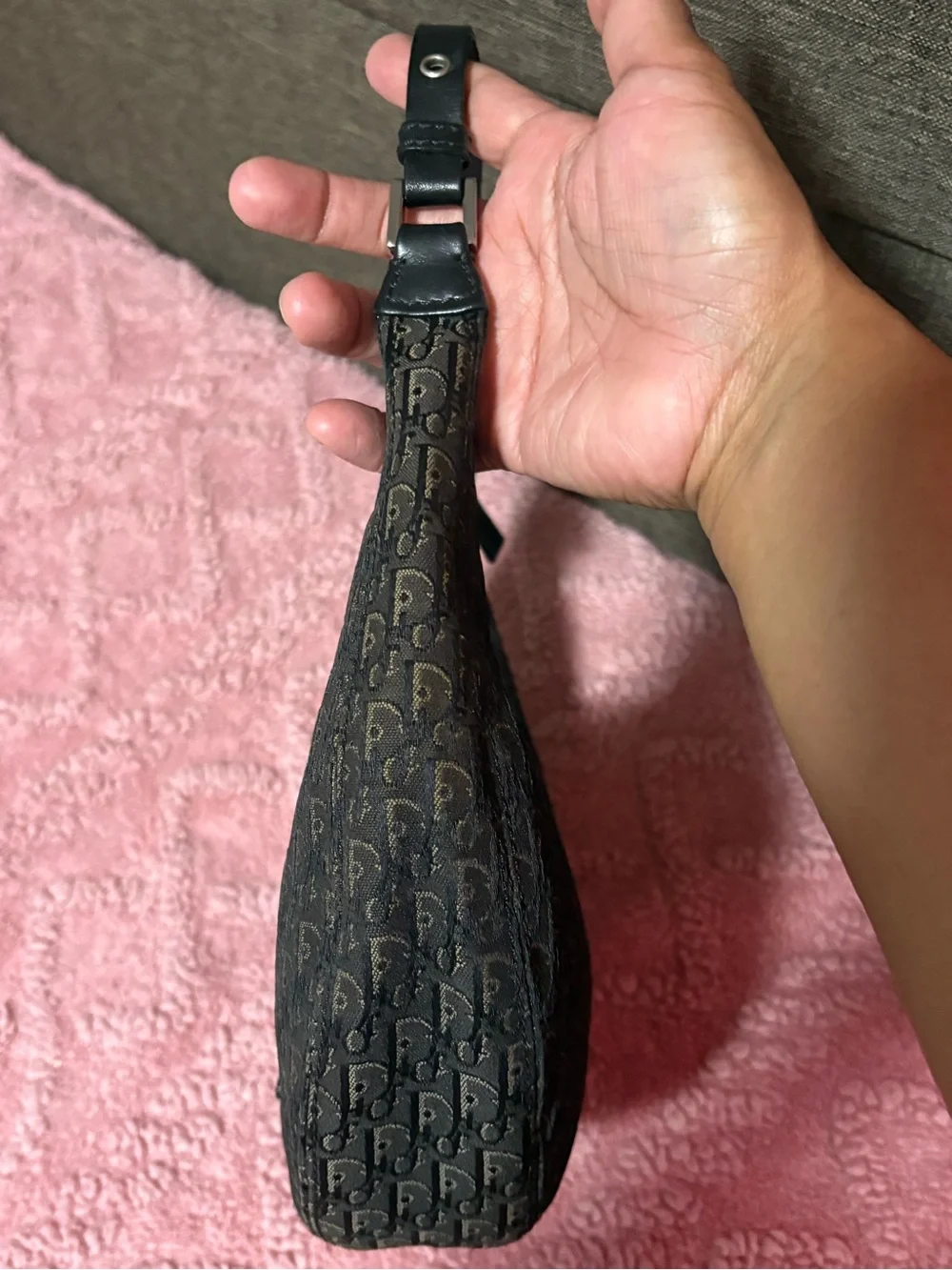 Dior Black Trotter Monogram Croissant Shoulder Bag